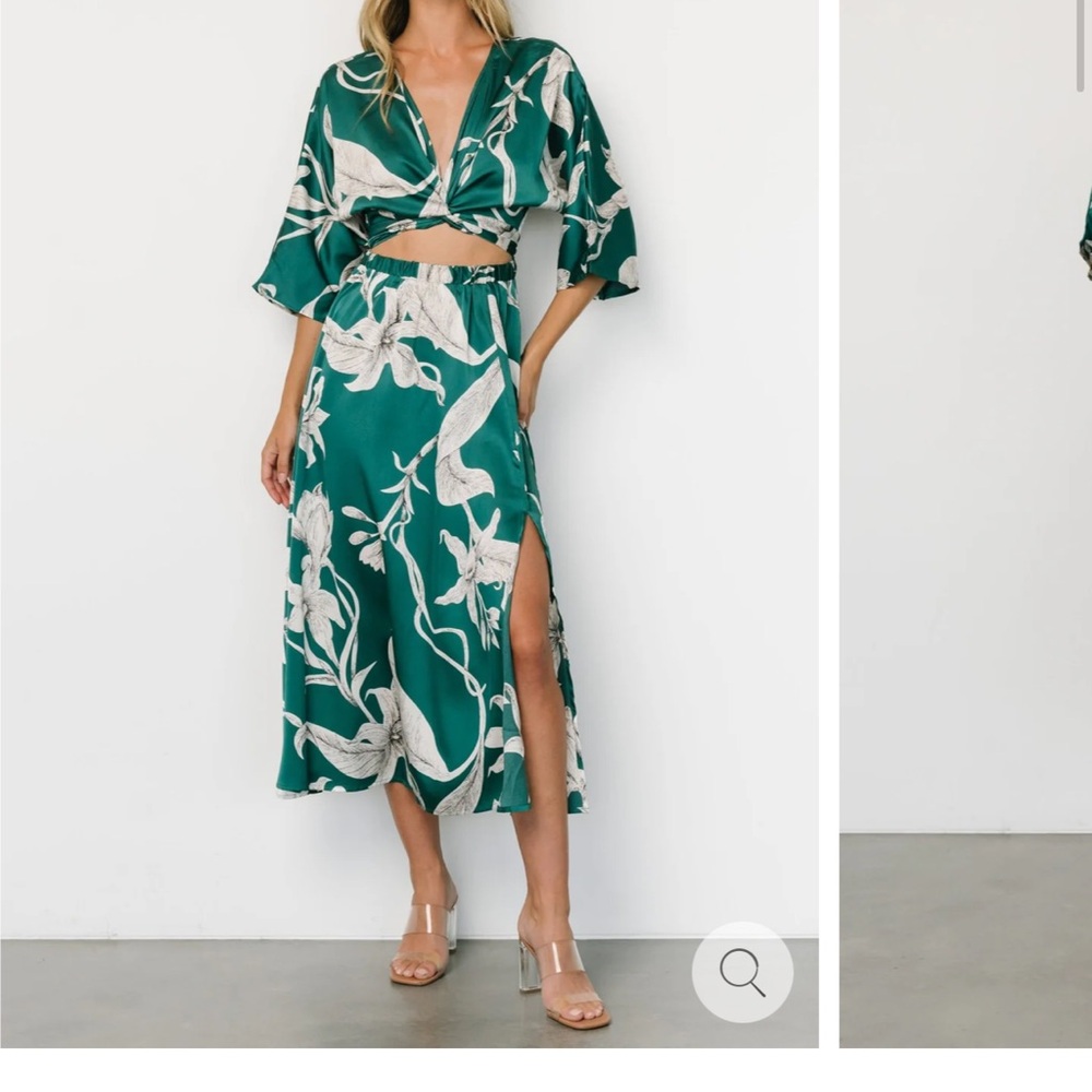 Baltic Born Green and White Floral Midi Dress